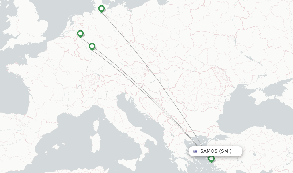 Route map with flights from Samos with Condor