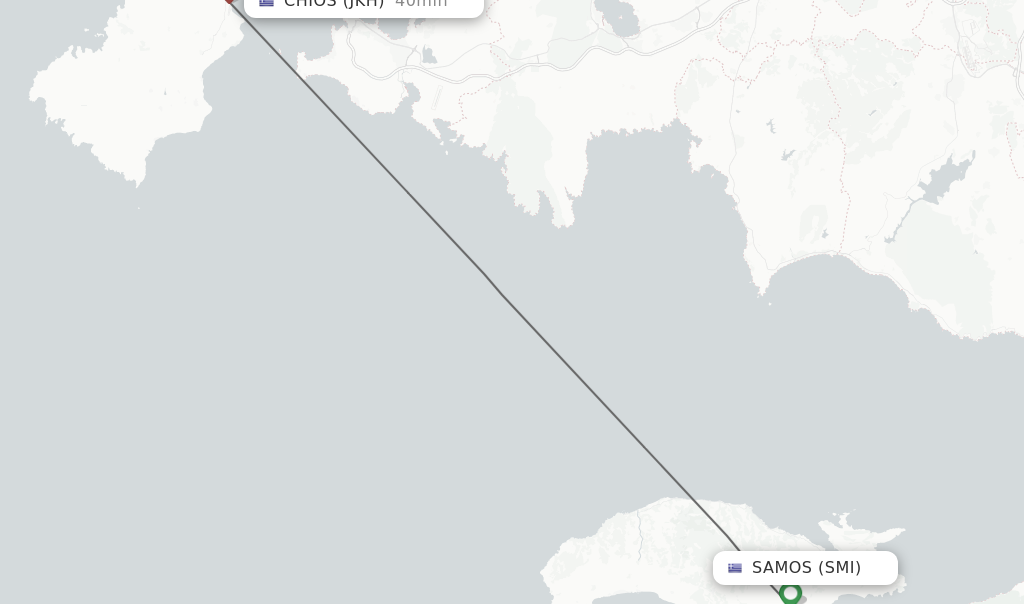 Flights from Samos to Chios route map