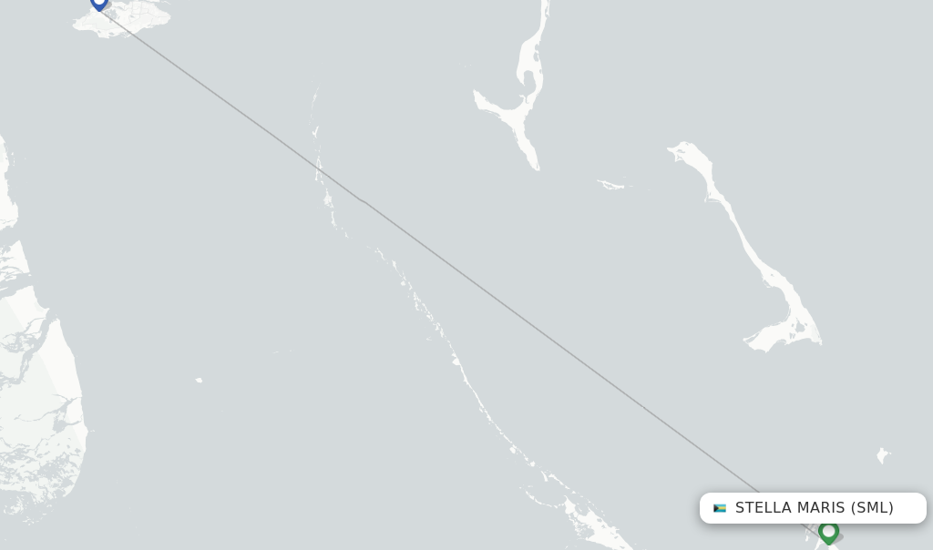 Flights from Stella Maris to Rum Cay route map