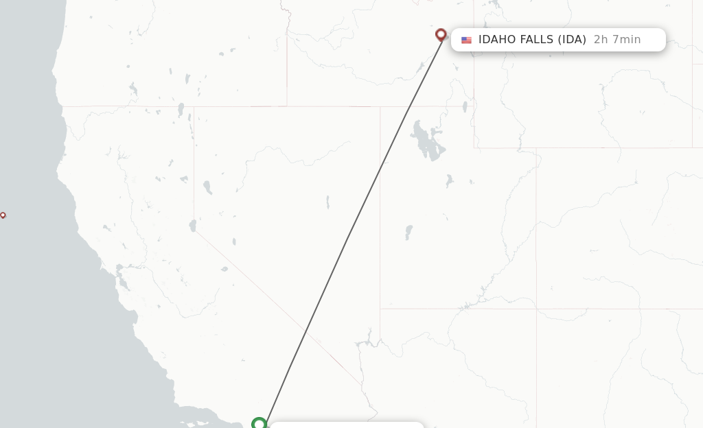 Flights from Santa Ana to Idaho Falls route map