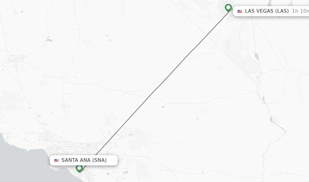 Flights from Santa Ana to Las Vegas route map