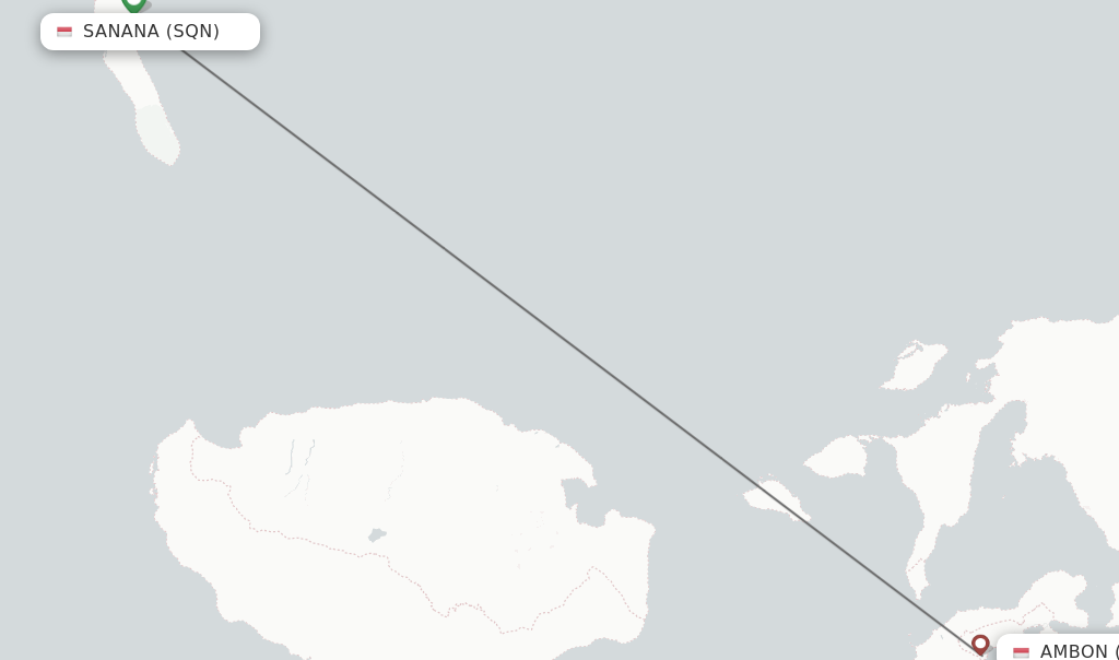 Flights from Sanana to Ambon route map