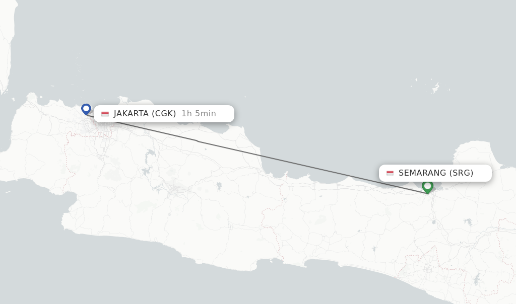 Flights from Semarang to Jakarta route map