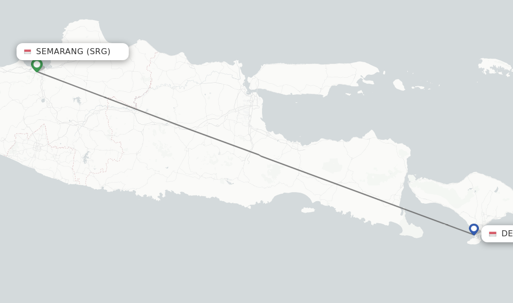 Flights from Semarang to Denpasar route map