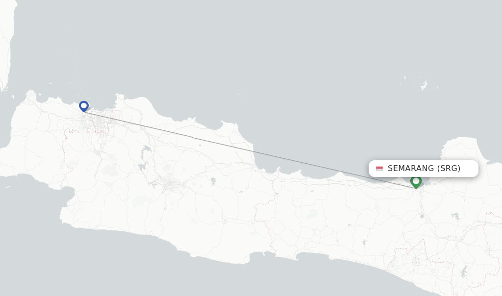 Route map with flights from Semarang with Garuda Indonesia