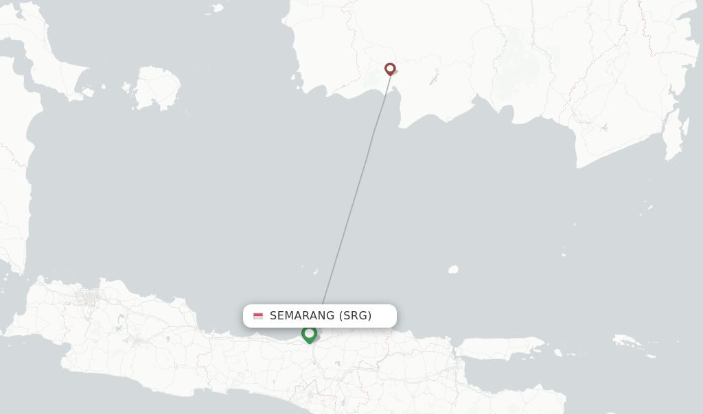 Route map with flights from Semarang with Nam Air