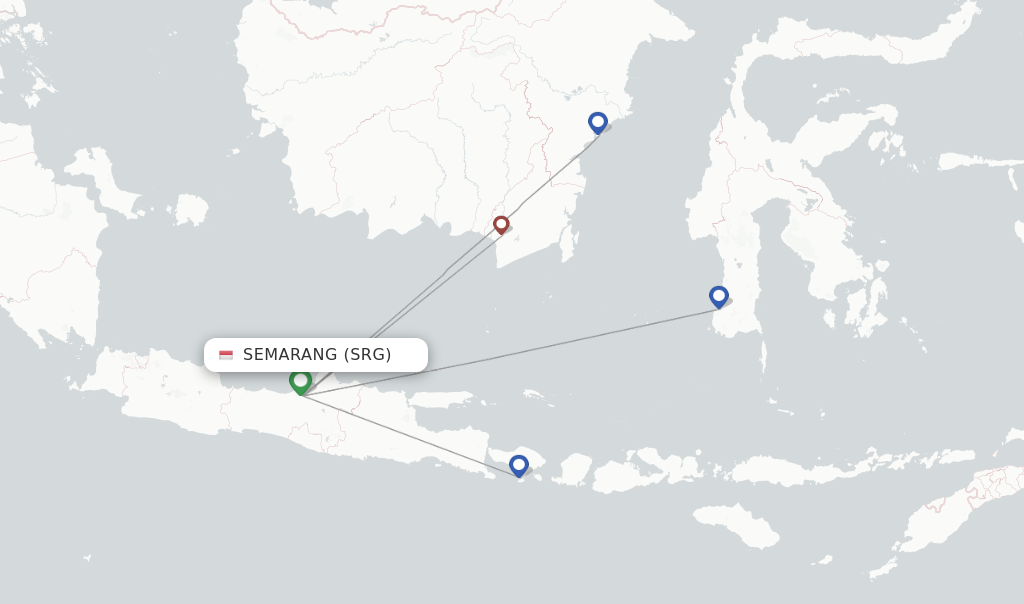 Route map with flights from Semarang with Lion Air