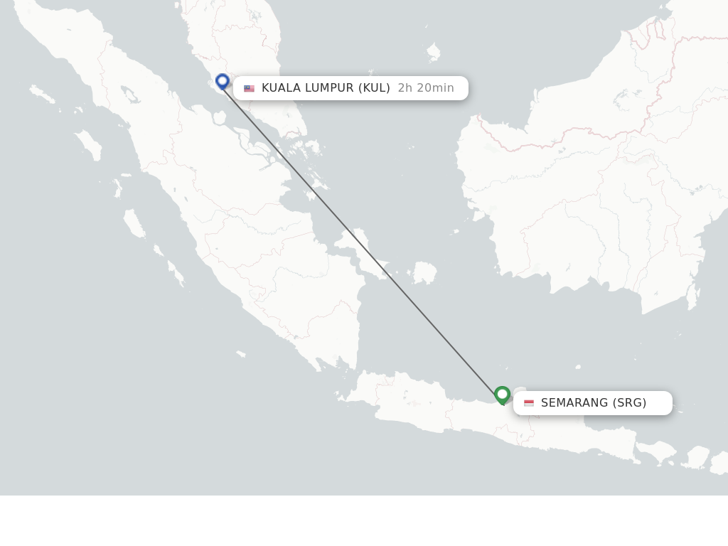 Flights from Semarang to Kuala Lumpur route map