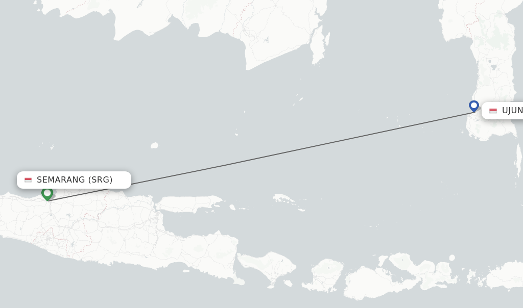 Flights from Semarang to Ujung Pandang route map