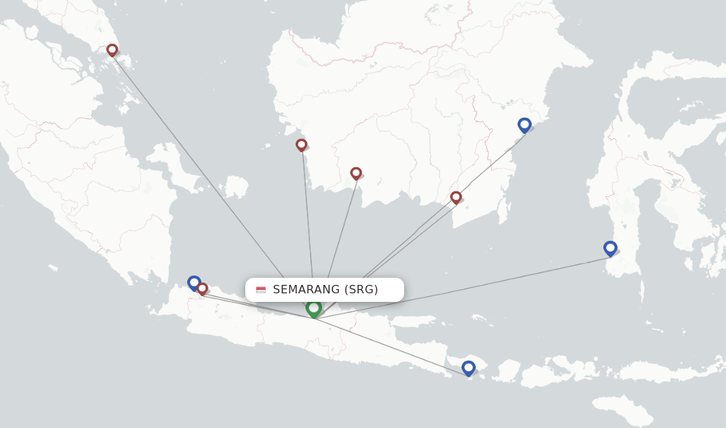 Flights from Semarang to Palembang route map
