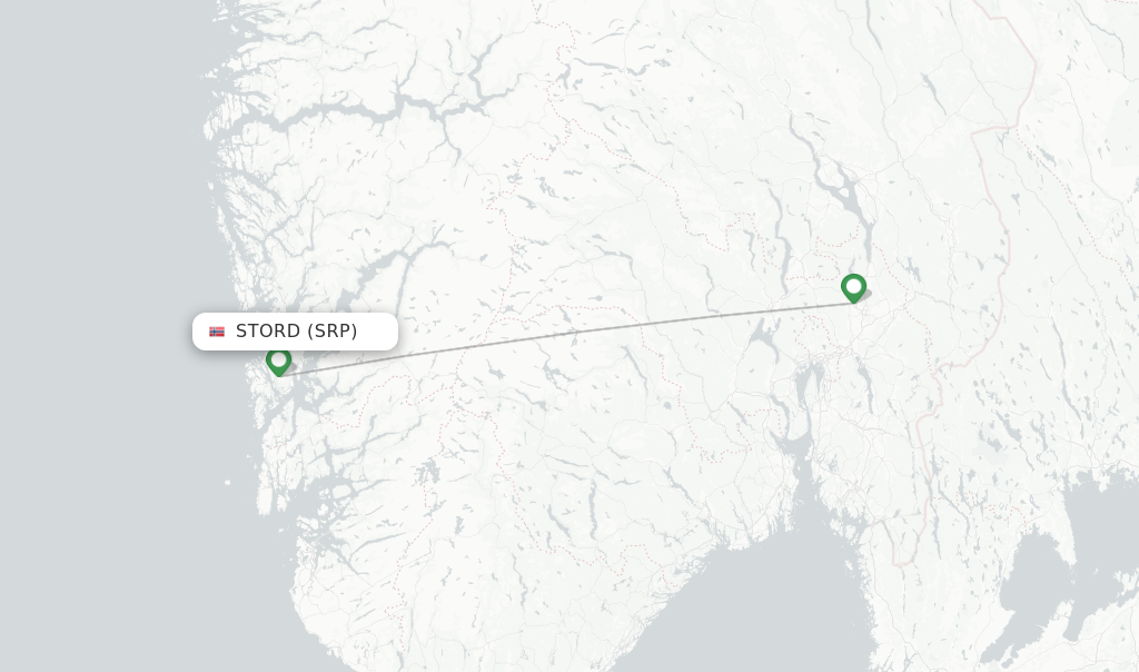 Route map with flights from Stord with DAT