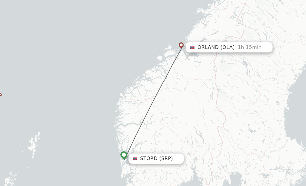 Flights from Stord to Orland route map