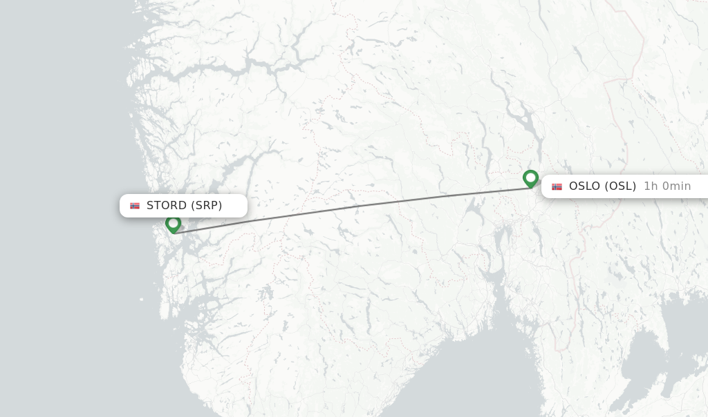 Flights from Stord to Oslo route map
