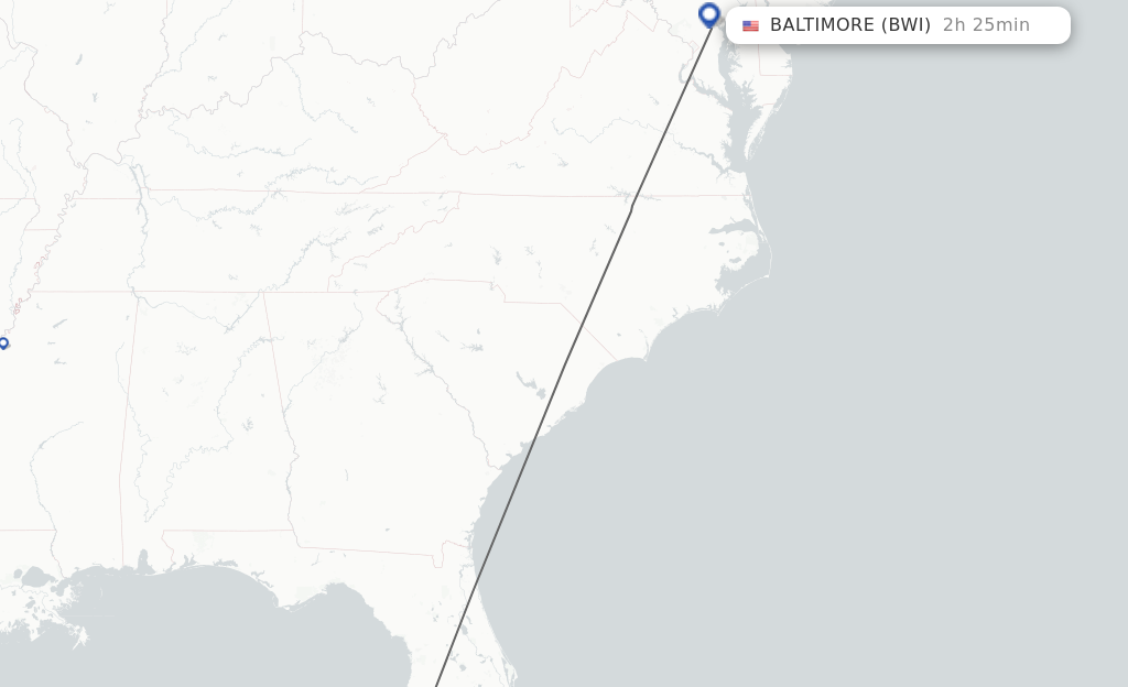 Flights from Sarasota to Baltimore route map