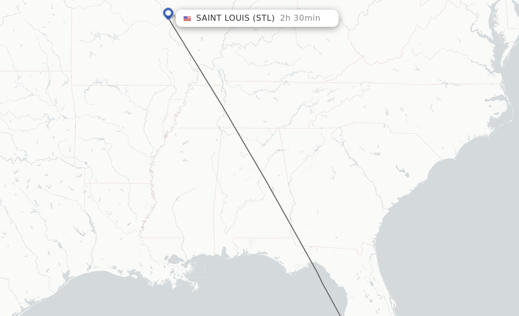 Flights from Sarasota to Saint Louis route map