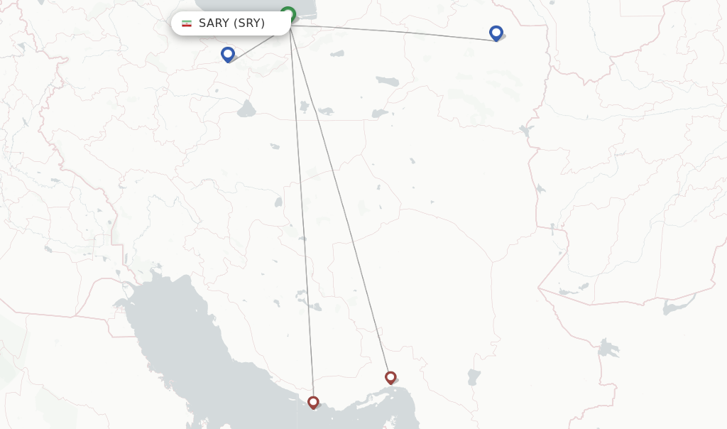 Flights from Sary to Al-Najaf route map