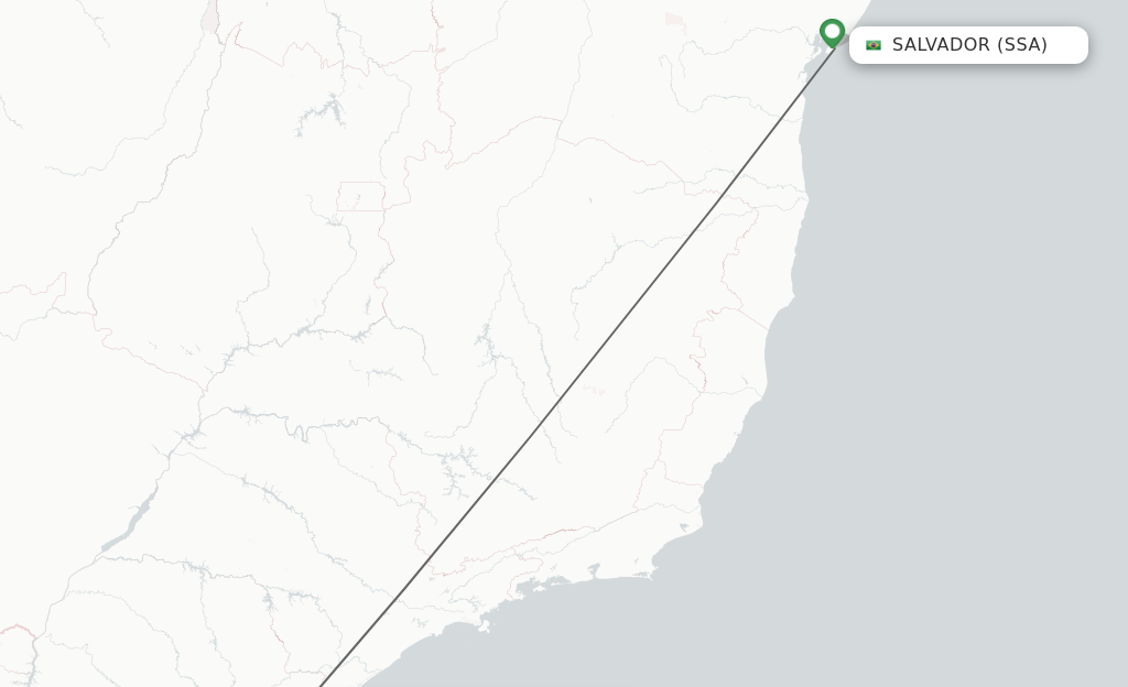 Flights from Salvador to Curitiba route map