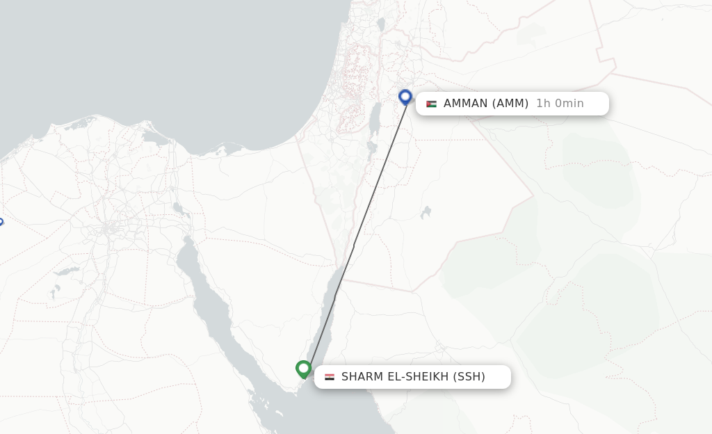 Flights from Sharm el Sheikh to Amman route map