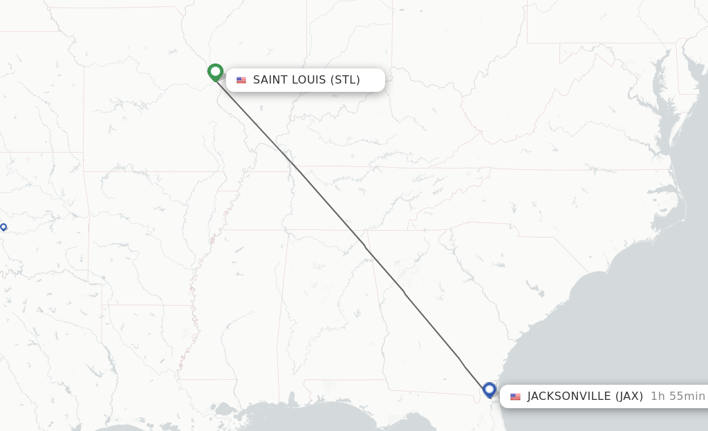 Flights from Saint Louis to Jacksonville route map