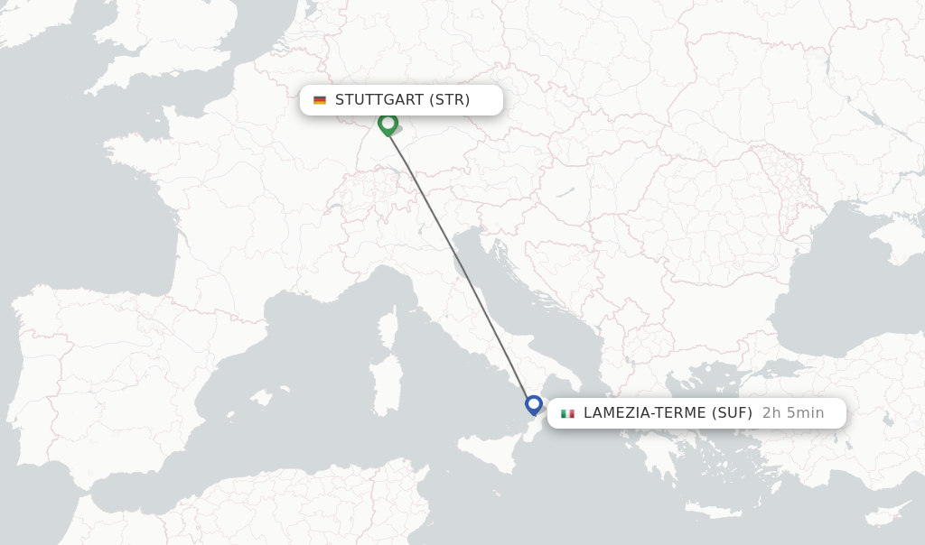 Flights from Stuttgart to Lamezia-Terme route map