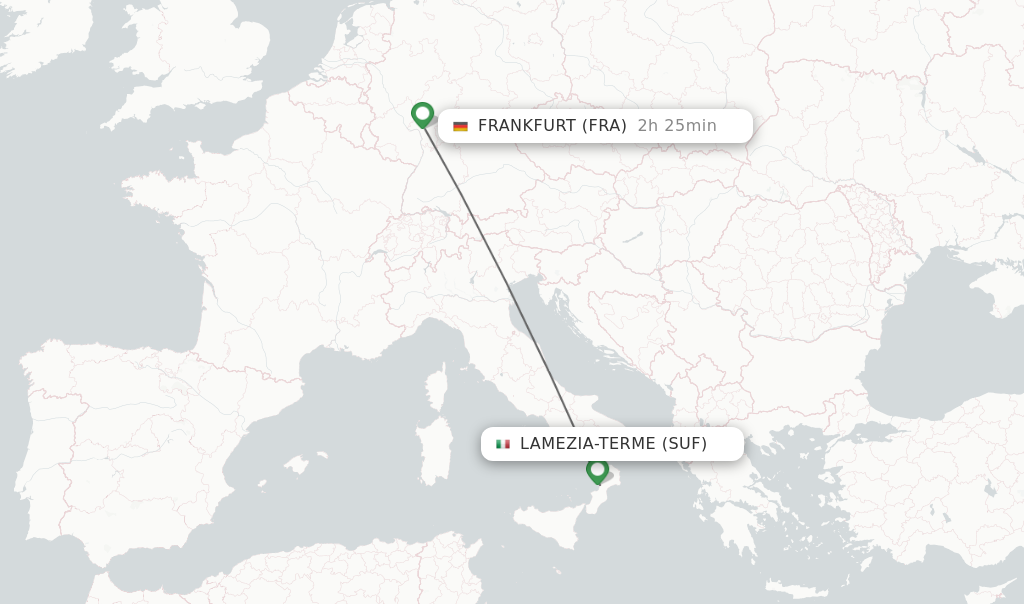 Flights from Lamezia-Terme to Frankfurt route map