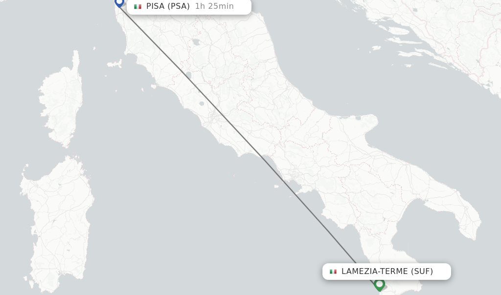 Flights from Lamezia-Terme to Pisa route map