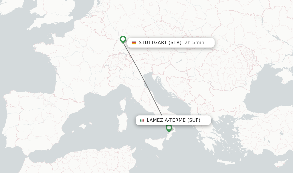 Flights from Lamezia-Terme to Stuttgart route map