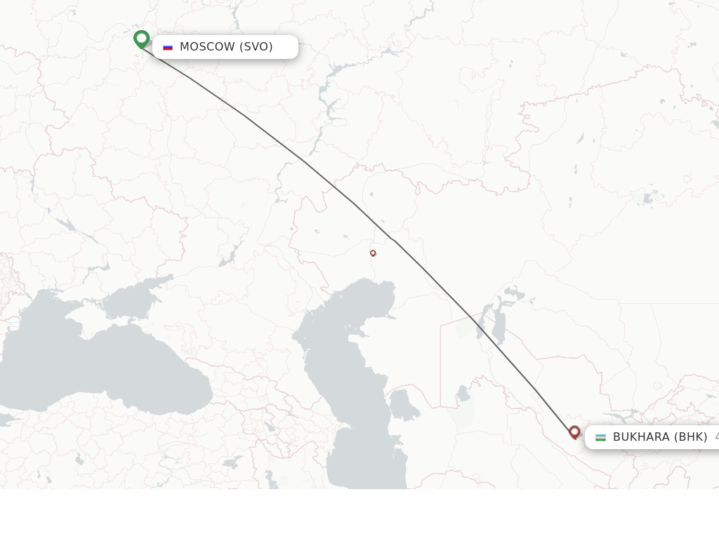 Flights from Moscow to Bukhara route map