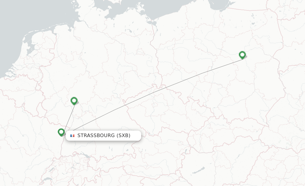 Route map with flights from Strasbourg with LOT