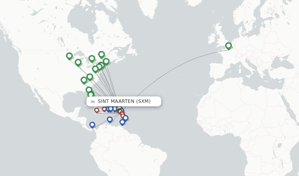 Sint Maarten flight map