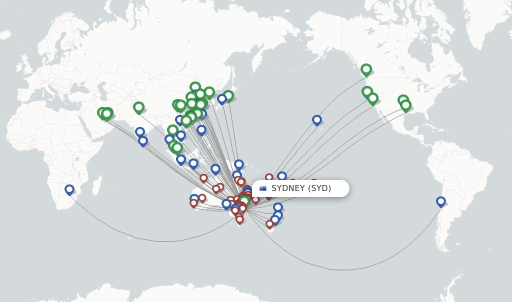 Sydney flight map