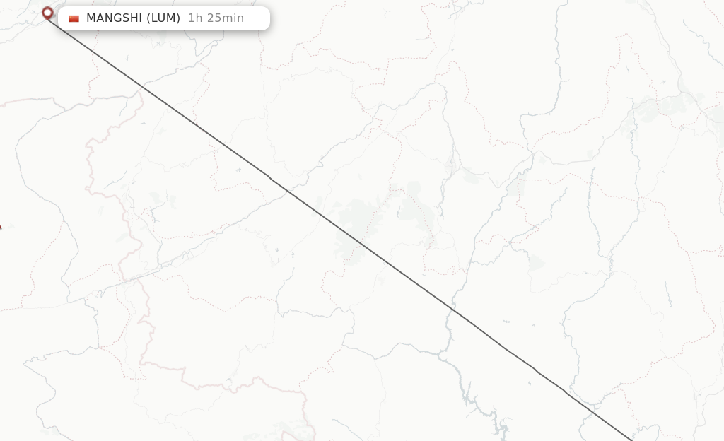 Flights from Pu'er to Mangshi route map
