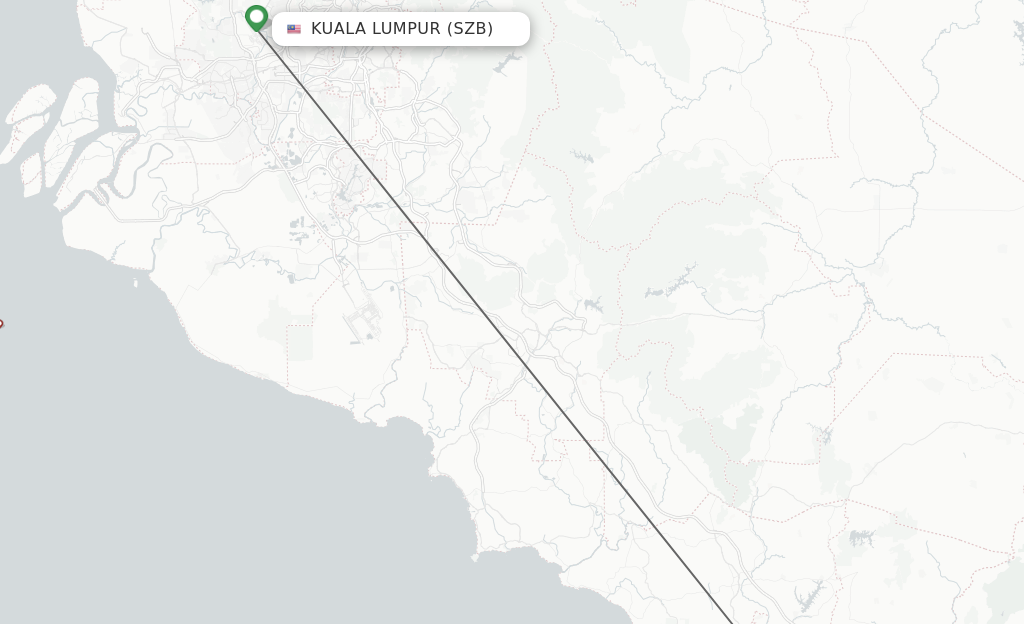 Flights from Kuala Lumpur to Malacca route map
