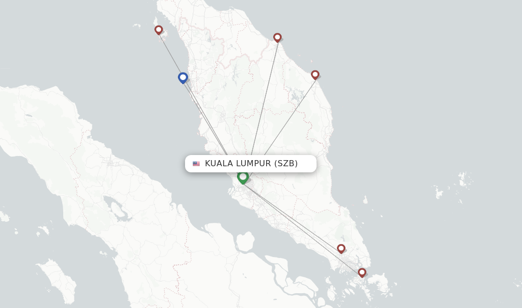 Route map with flights from Kuala Lumpur with Batik Air
