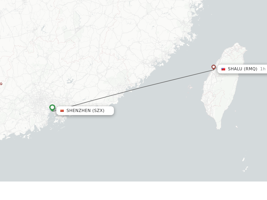 Flights from Shenzhen to Shalu route map