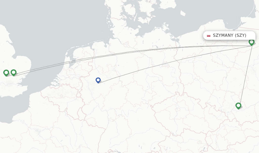 Szymany flight map