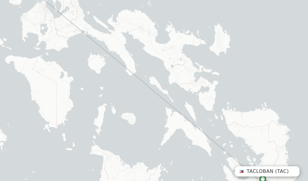 Route map with flights from Tacloban with Cebu Pacific