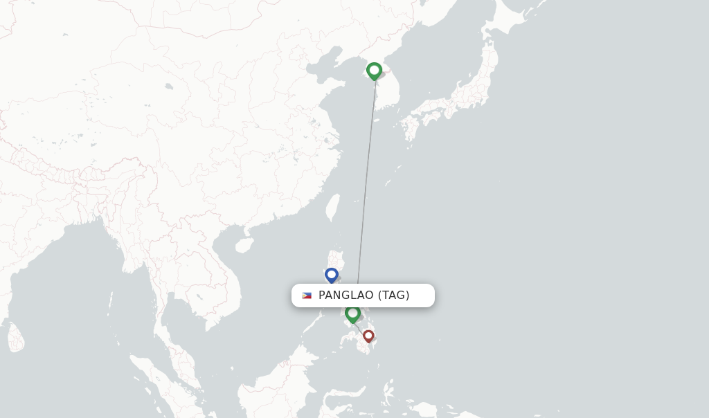 Route map with flights from Panglao with PAL