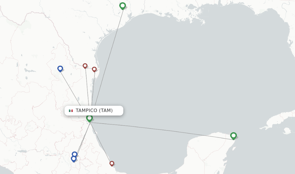 Flights from Tampico to Veracruz route map