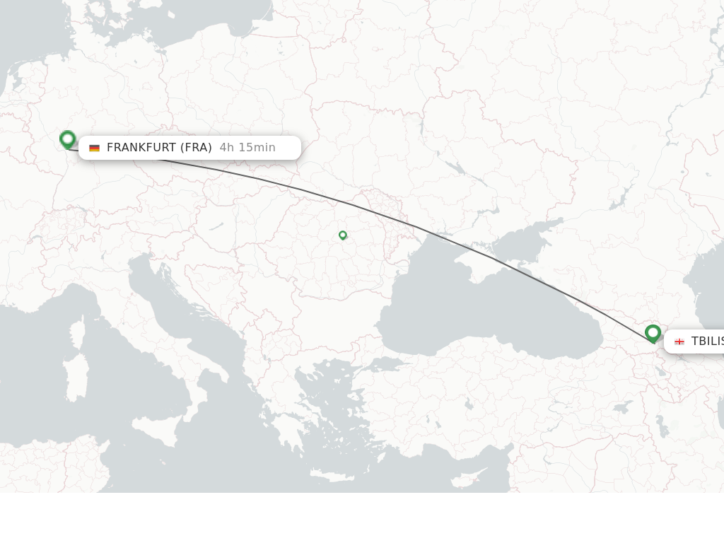 Flights from Tbilisi to Frankfurt route map