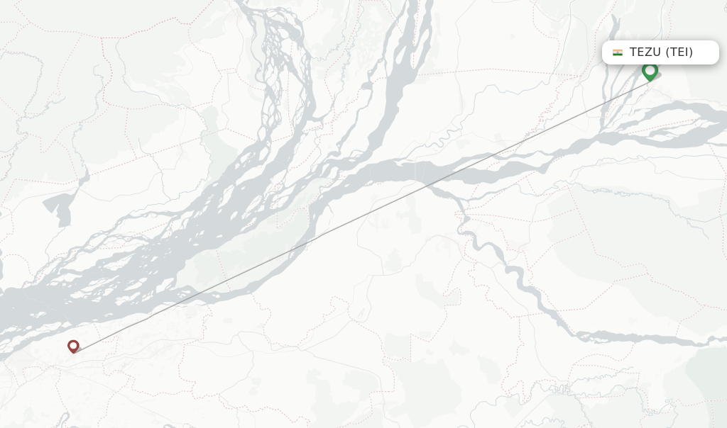 Flights from Tezu to Jorhat route map