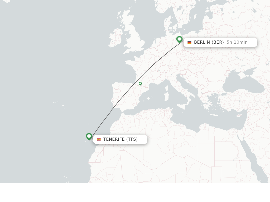 Flights from Tenerife to Berlin route map