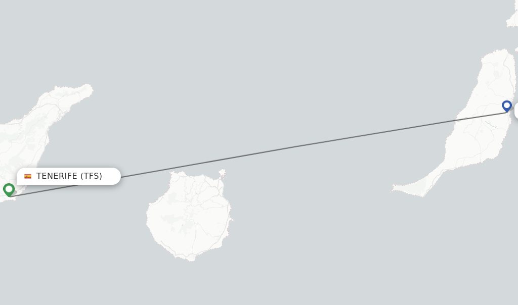 Flights from Tenerife to Puerto del Rosario route map