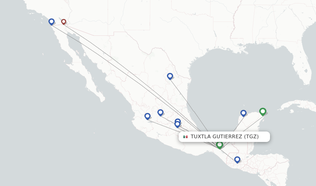Tuxtla Gutierrez flight map