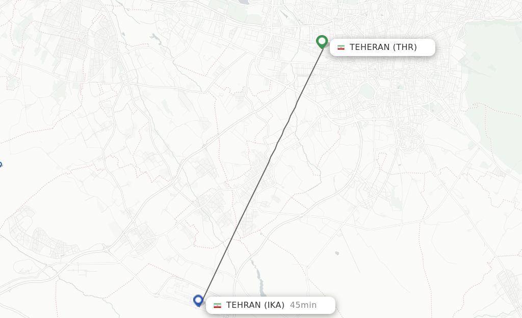 Flights from Tehran to Tehran route map