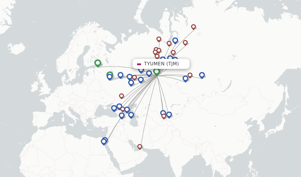 Tyumen flight map