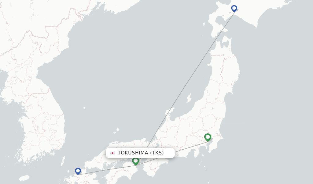 Flights from Tokushima to Hong Kong route map