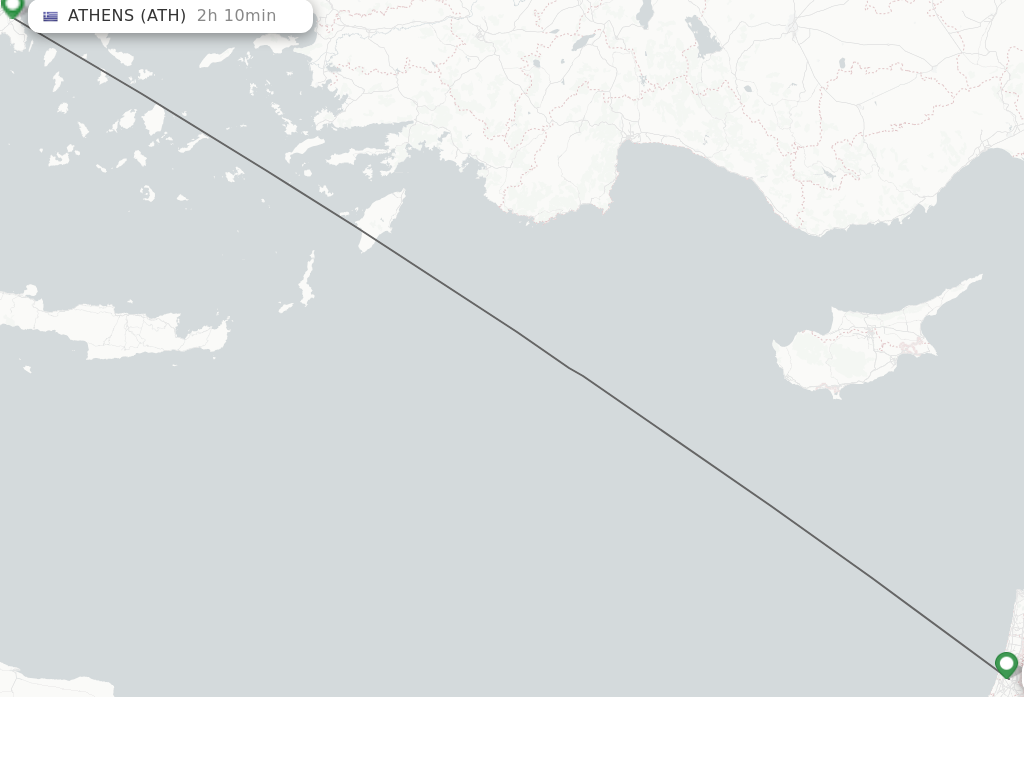 Flights from Tel Aviv-Yafo to Athens route map