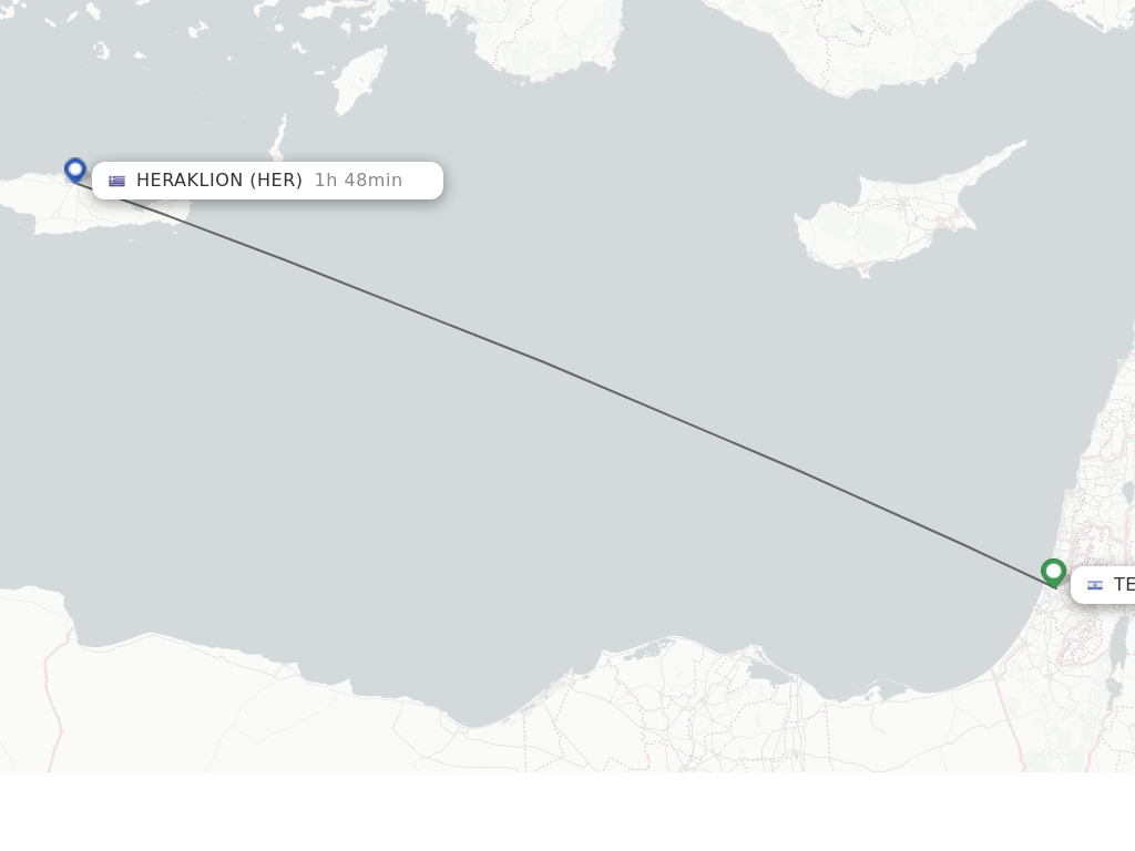 Flights from Tel Aviv-Yafo to Heraklion route map