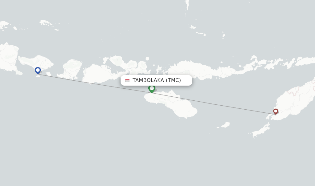 Route map with flights from Tambolaka with Nam Air